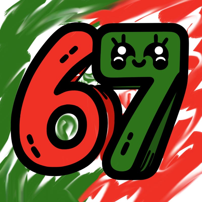 the numbers 67