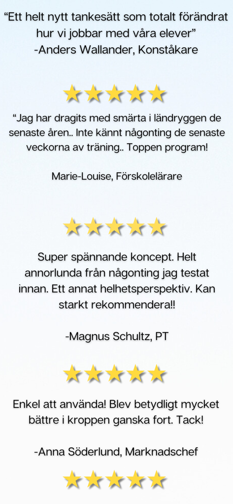 Cleer App - Customer testimonials and five star ratings for the Cleer postural training app.