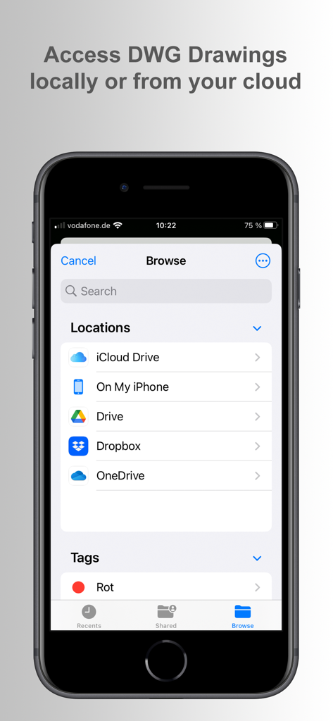 biiCADo Mobile - CAD App - Interfaz para acceder a dibujos CAD desde el almacenamiento en la nube en biiCADo Mobile