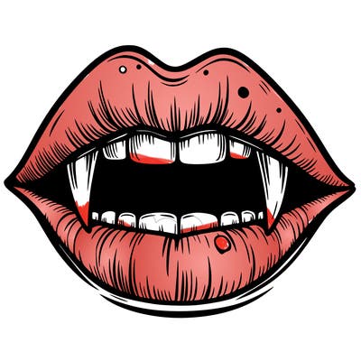 lips with vampire teeth