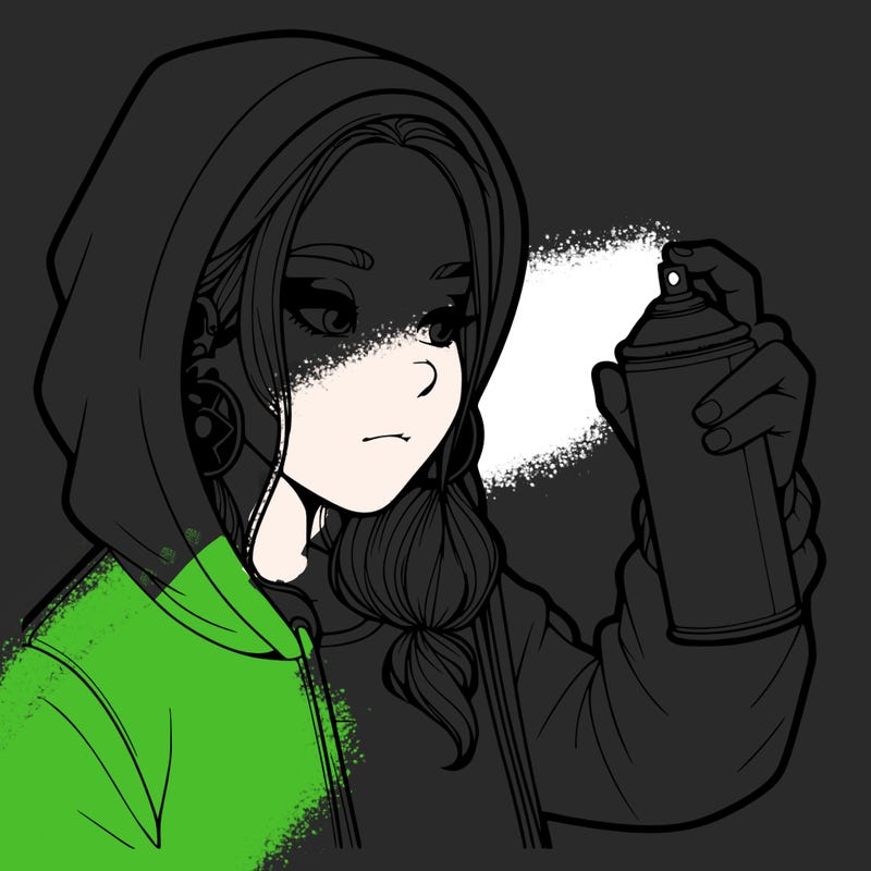 a realistic girl, spray painting