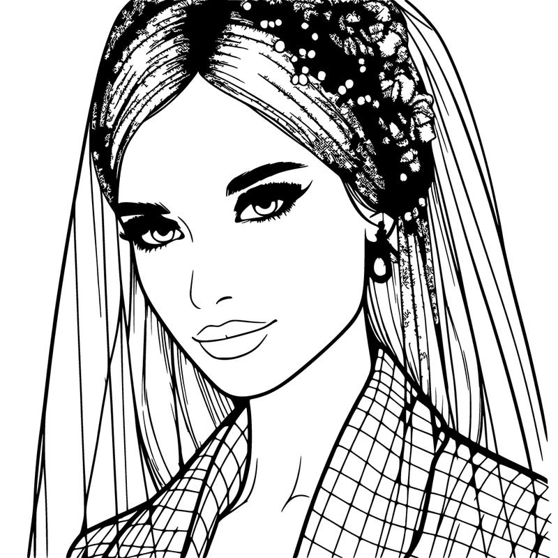 a fashion model who wears a veil realistic