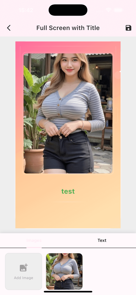 Miru- - Un utilisateur modifiant une affiche de style magazine dans l'application Miru, présentant la personnalisation de la photo et du texte