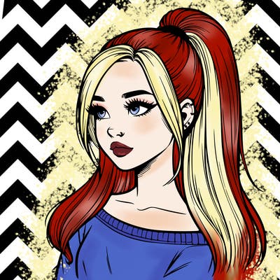 realistic girl with a high ponytail