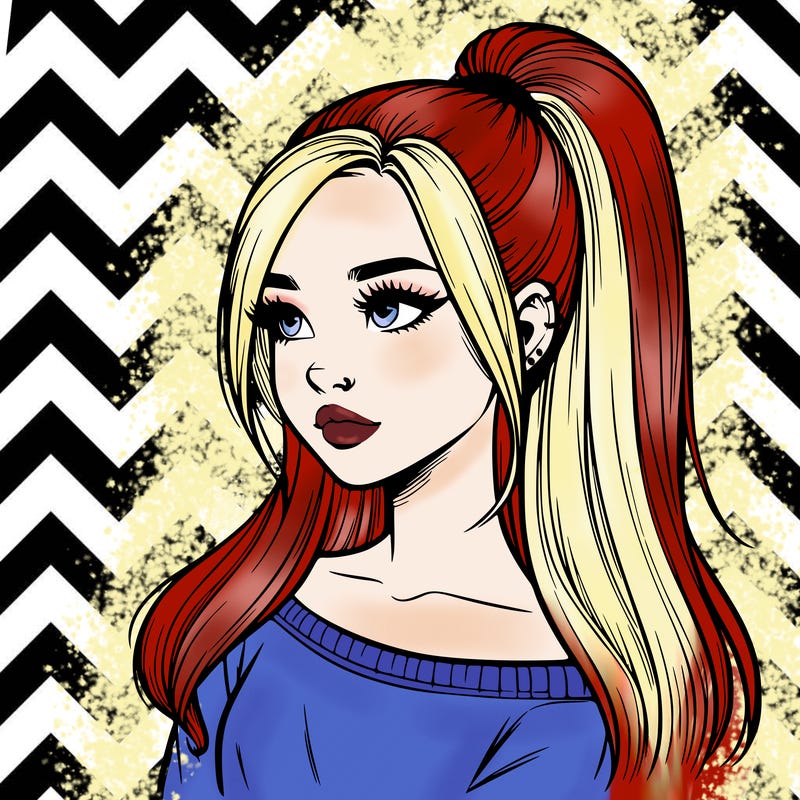 realistic girl with a high ponytail