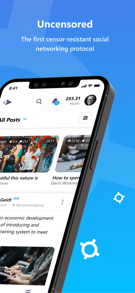 Bastyon - Smartphone displaying the Bastyon app interface as a decentralized and uncensored social networking protocol
