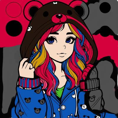 realistic girl in a animal pjs hoodie