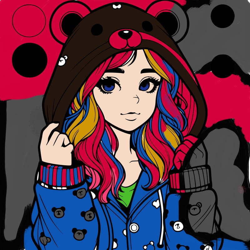 realistic girl in a animal pjs hoodie