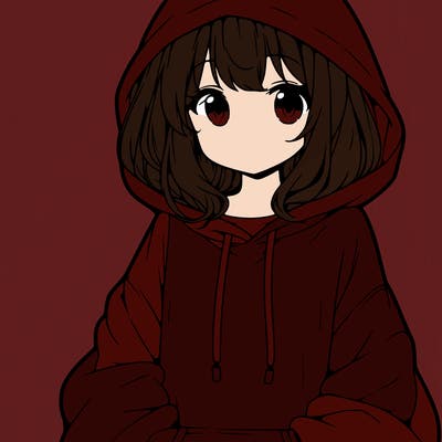 anime girl wearing an oversized hoodie