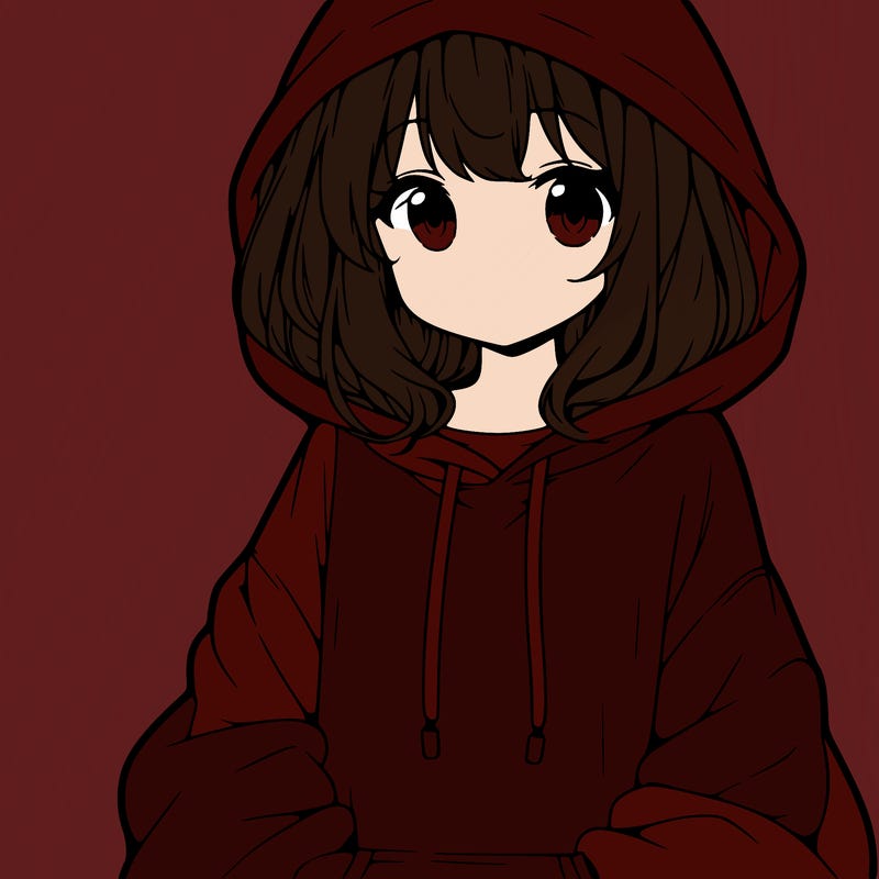 anime girl wearing an oversized hoodie