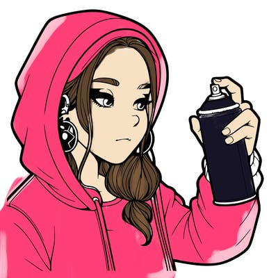 a realistic girl, spray painting