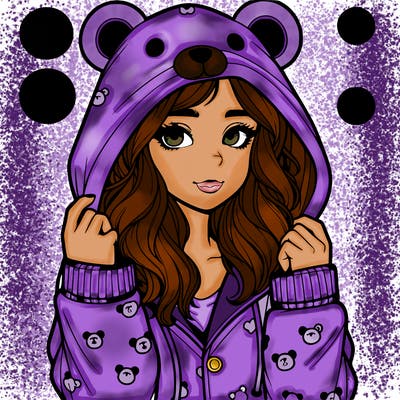 realistic girl in a animal pjs hoodie