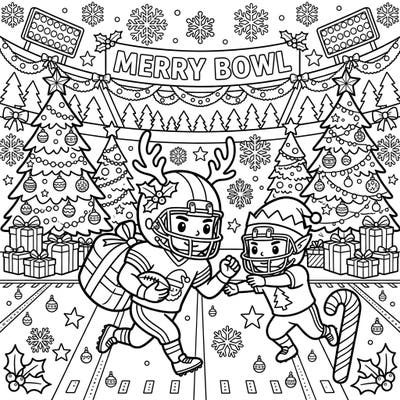 Get ready for a holiday touchdown with this exciting Christmas football players coloring page! It perfectly blends the thrill of American football with festive cheer, featuring players adorned in seasonal gear amidst a vibrant Christmas scene.