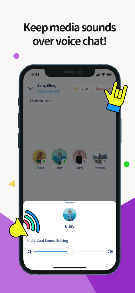 A screenshot of the Parallel app showing individual sound settings for voice chat participants.