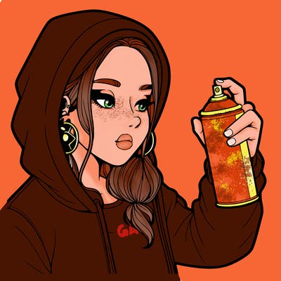 a realistic girl, spray painting