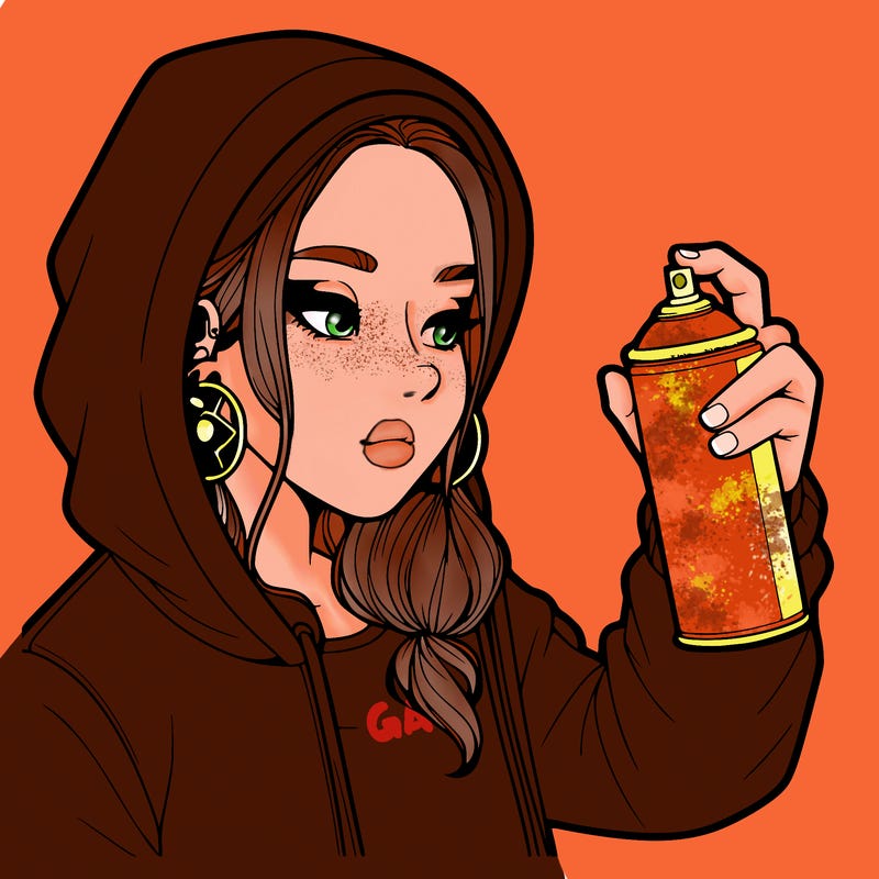 a realistic girl, spray painting