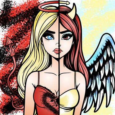 devil vs angel realistic girl