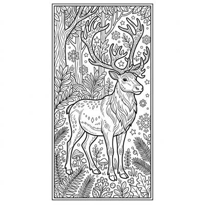 Embark on a creative journey with this stunning wild reindeer bookmark coloring page. Featuring intricate details of a majestic deer in a winter forest, it's perfect for a relaxing coloring session.