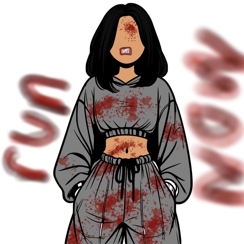 realistic girl faceless with baggy pants and a crop top