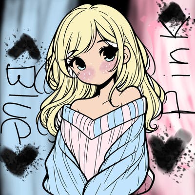 shy pretty girl wearing a sweater that is falling off one shoulder portrait