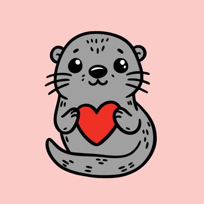 otter with a heart