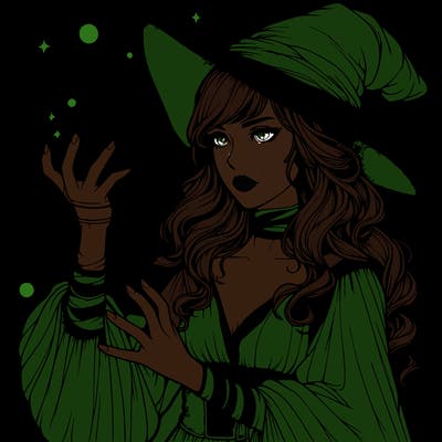 realistic women sorcerer using magic