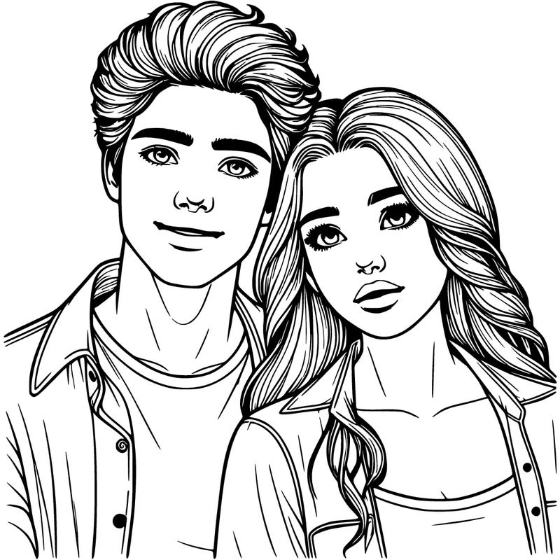realistic young man and young woman couple