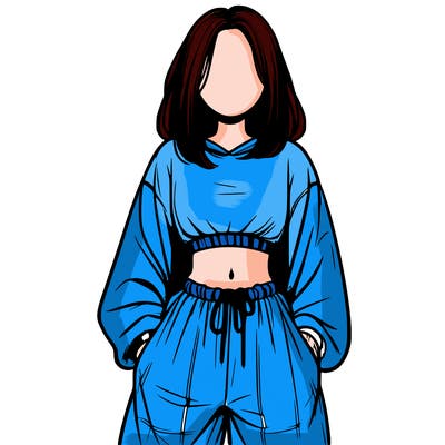 realistic girl faceless with baggy pants and a crop top