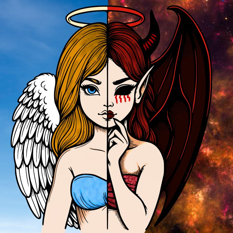 realistic angel half demon
