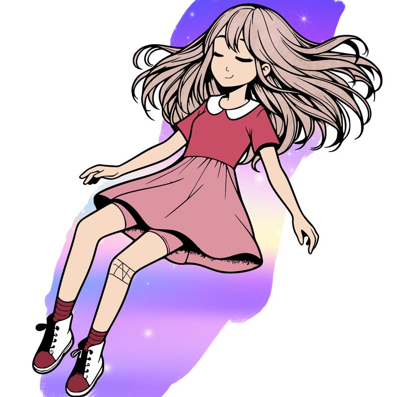 realistic girl floating