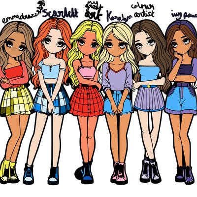 a group of girls realistic