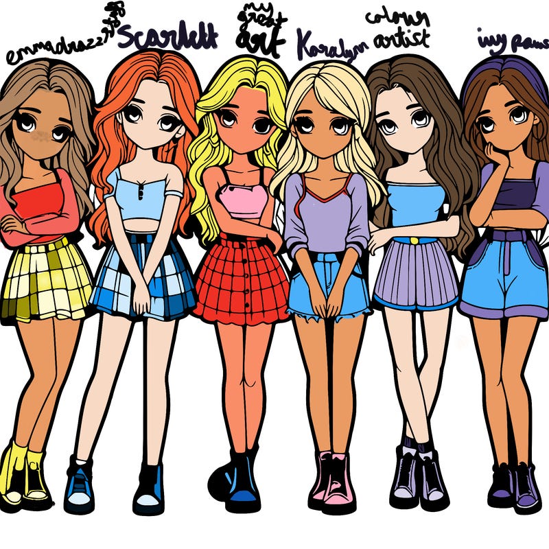 a group of girls realistic