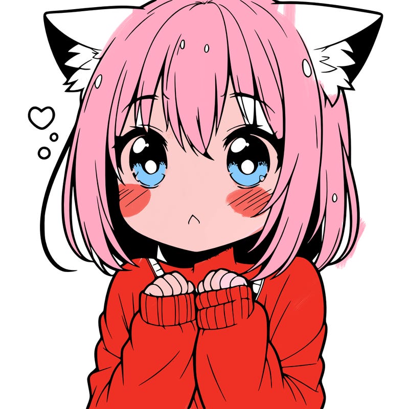 shy anime catgirl