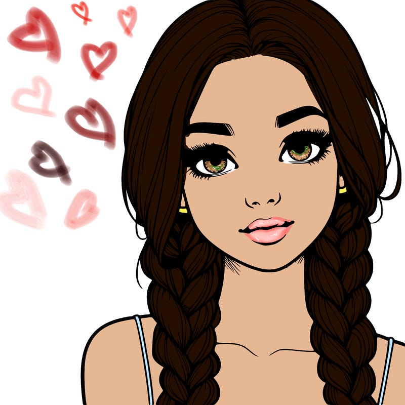 realistic girl with braids