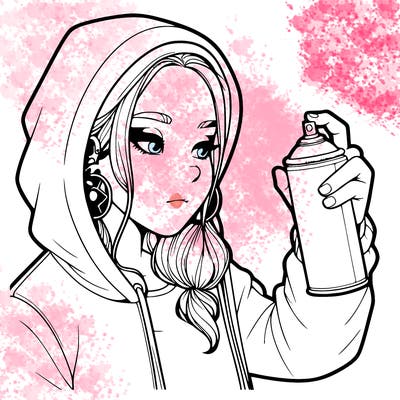 a realistic girl, spray painting