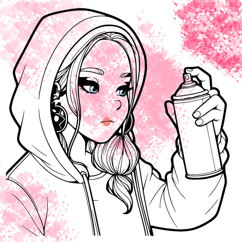 a realistic girl, spray painting