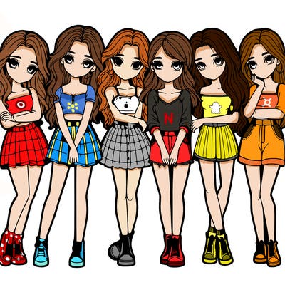 a group of girls realistic