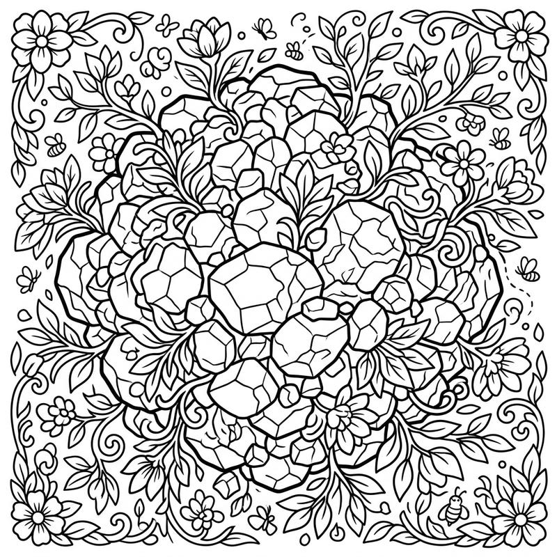 Embark on an extraordinary coloring adventure where the cosmos meets nature with our unique Bennu Asteroid in Spring design. This intricate page invites you to imagine a celestial body blossoming with vibrant life.