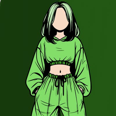 realistic girl faceless with baggy pants and a crop top