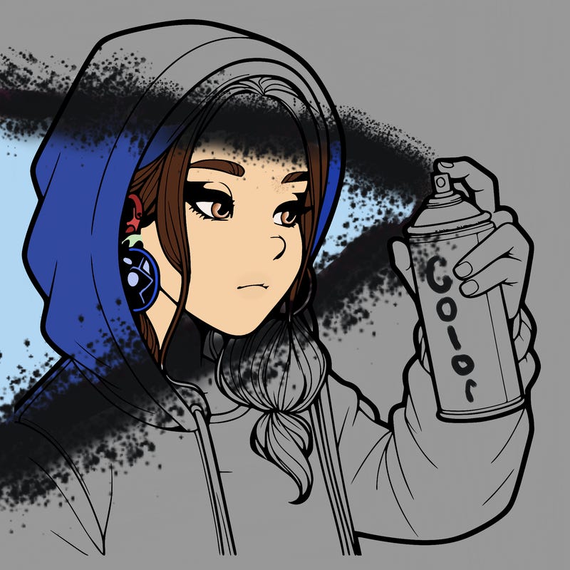 a realistic girl, spray painting
