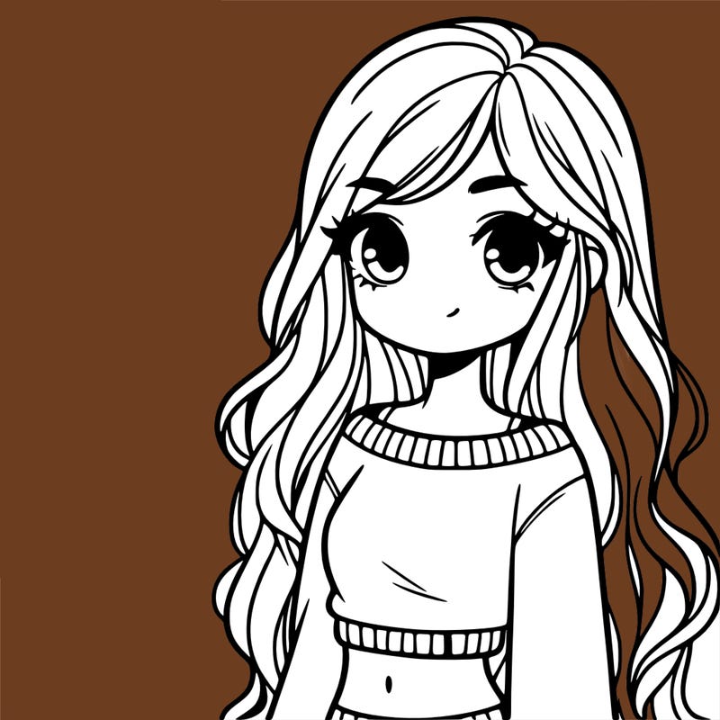 girl with long hair and a crop top with a sweater