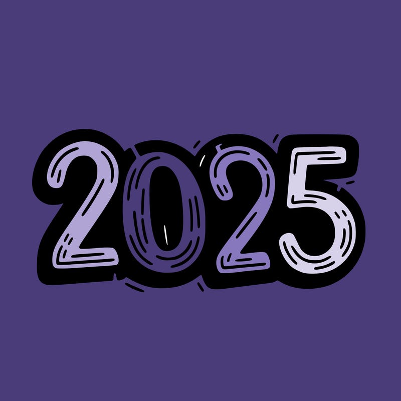 one line scrawled numbers sketch design “2025”