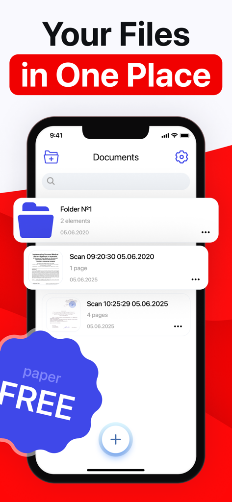 PDF Scanner aрp - Interface of Scanner App Pro showing digital document storage and folders