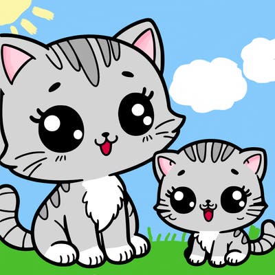 cute baby kitten with mom