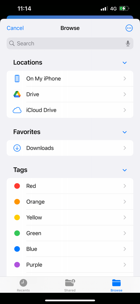 Interfaccia che mostra più origini di importazione video tra cui Google Drive e iCloud Drive