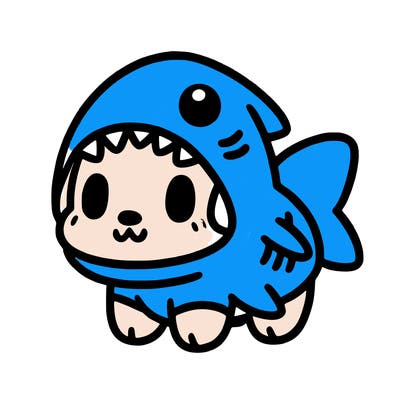 cute dog wearing a shark costume