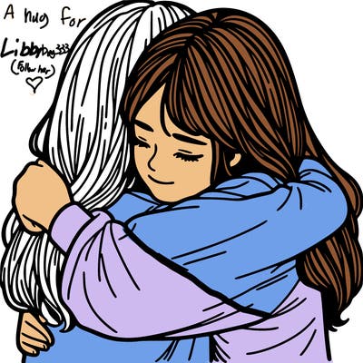 two girls hugging realistic