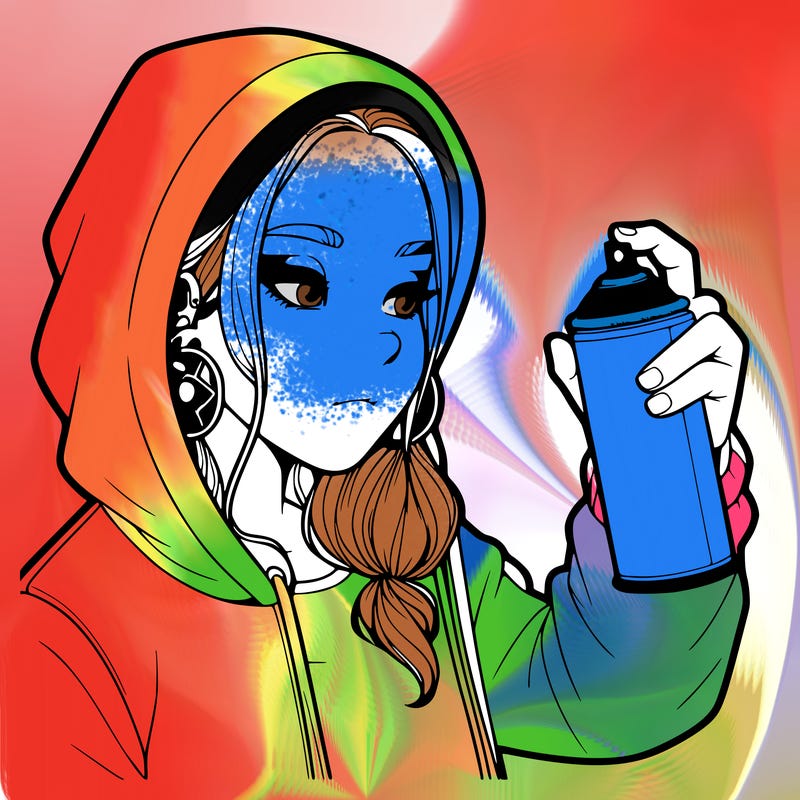 a realistic girl, spray painting