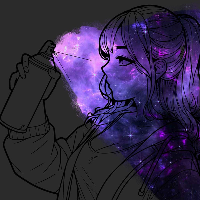 a realistic girl spray, painting