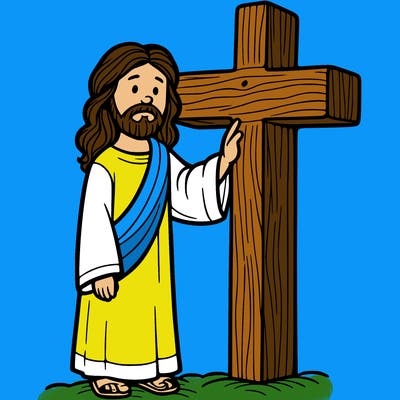 jesus standing beside the cross